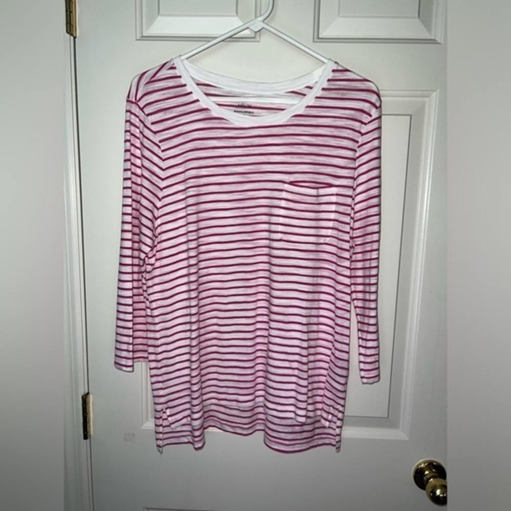 banana republic, long sleeve, semi sheer tee, large